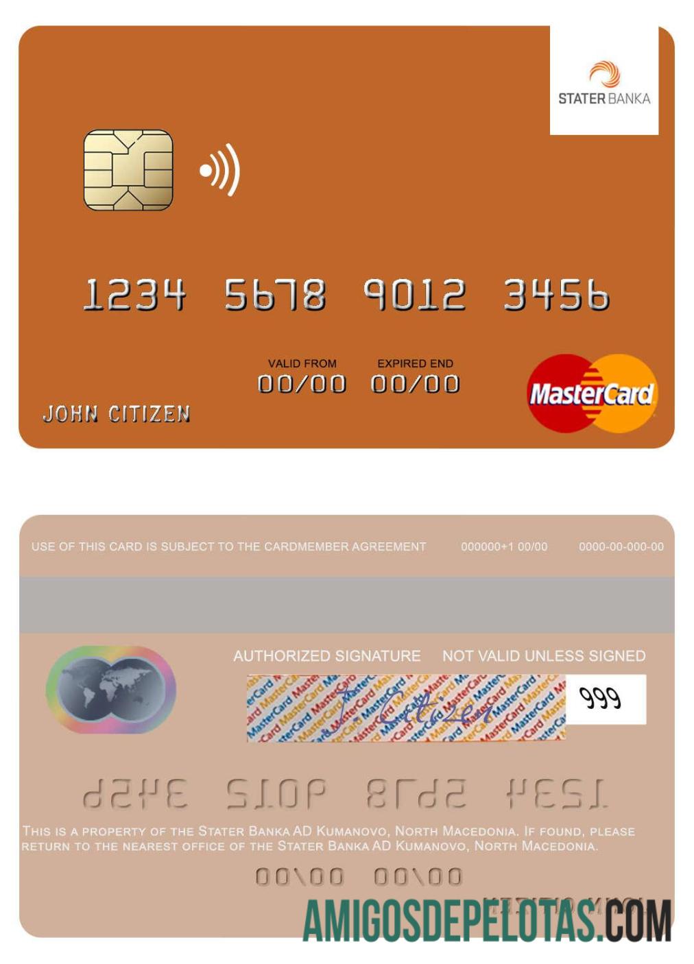 North Macedonia Stater Banka AD Kumanovo Mastercard sample